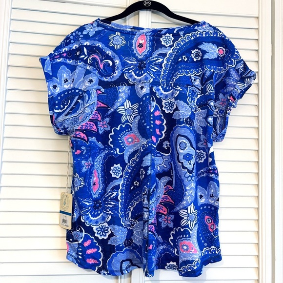 NWT Caribbean Joe Floral Paisley Print Short Sleeve Tee T Shirt Size XL - Picture 3 of 7